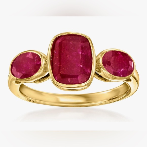 Neiman Marcus Jewelry - Gorgeous upscale Neiman Marcus 18KT vermeil 3 stone Ruby Ring size 7
